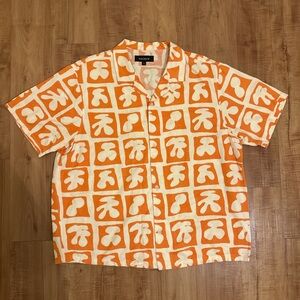 PacSun Orange and White Casual Button Down Shirt